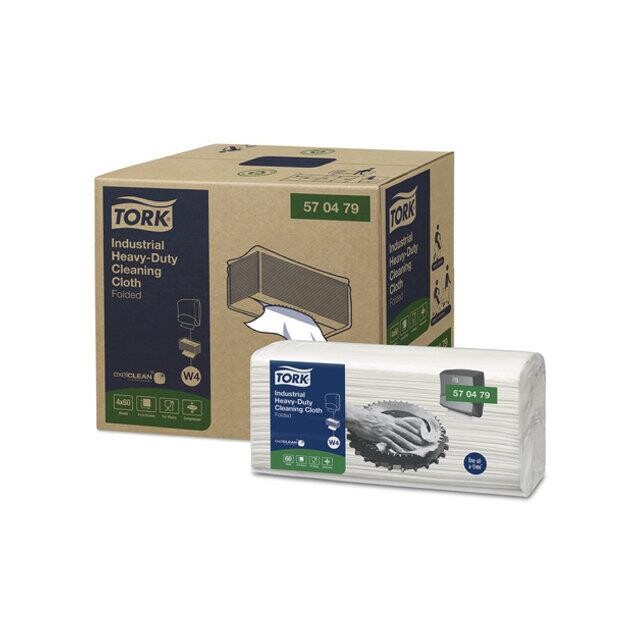 Aftørringsklud Tork ekstra kraftig W4 hvid 41,5x35,5cm 110x356x160mm - 4x60stk