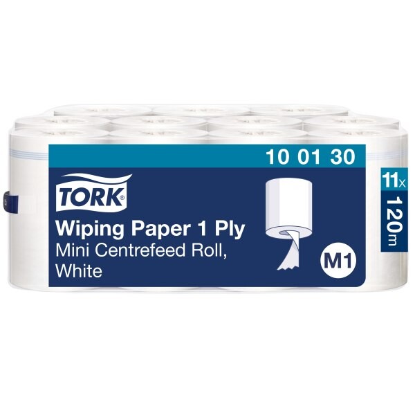 Aftørringspapir Tork 100130 Standard M1 Mini 1-lags - 11 ruller
