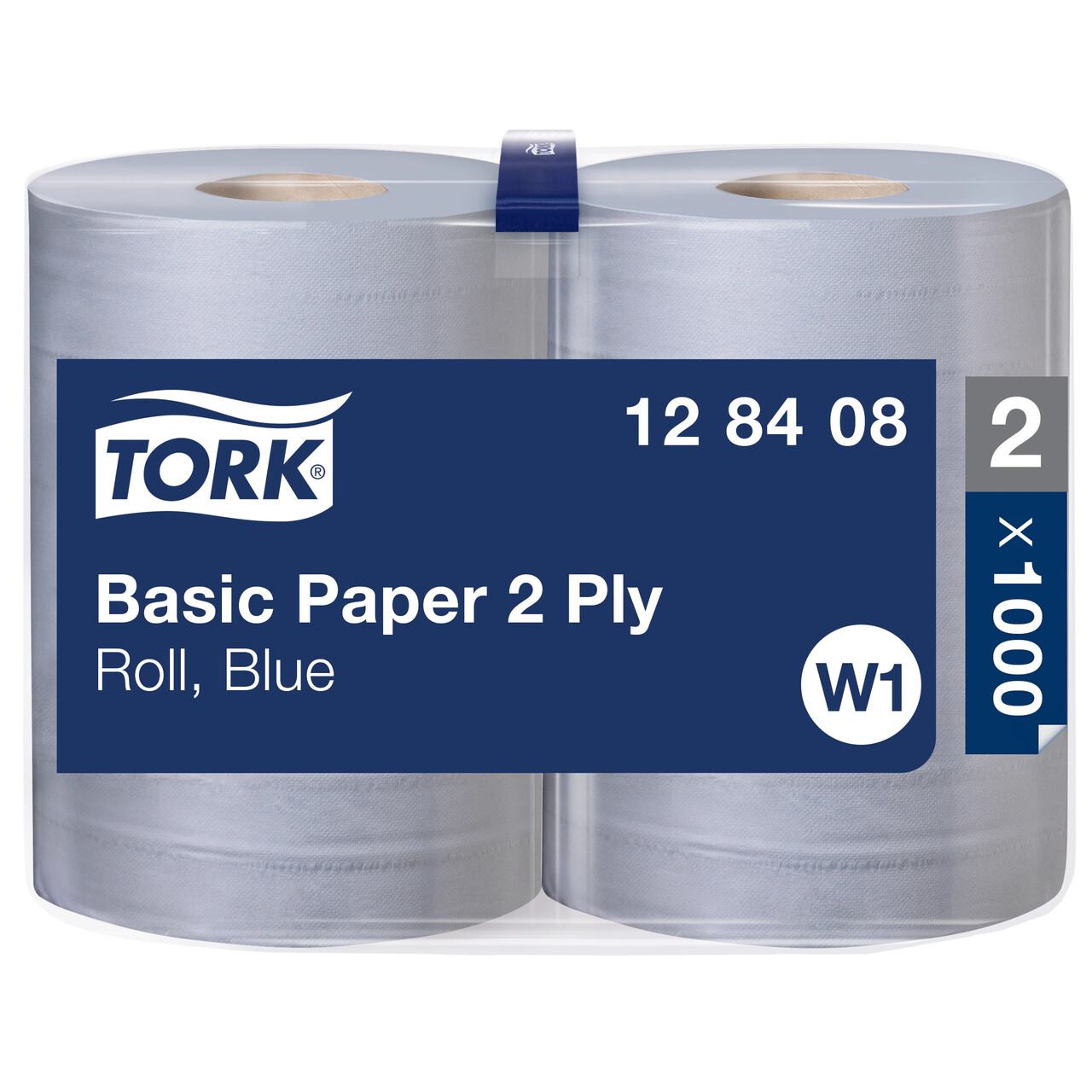 Aftørringspapir Tork 128408 Basic W1 2-lags blå 340 meter - 2 ruller