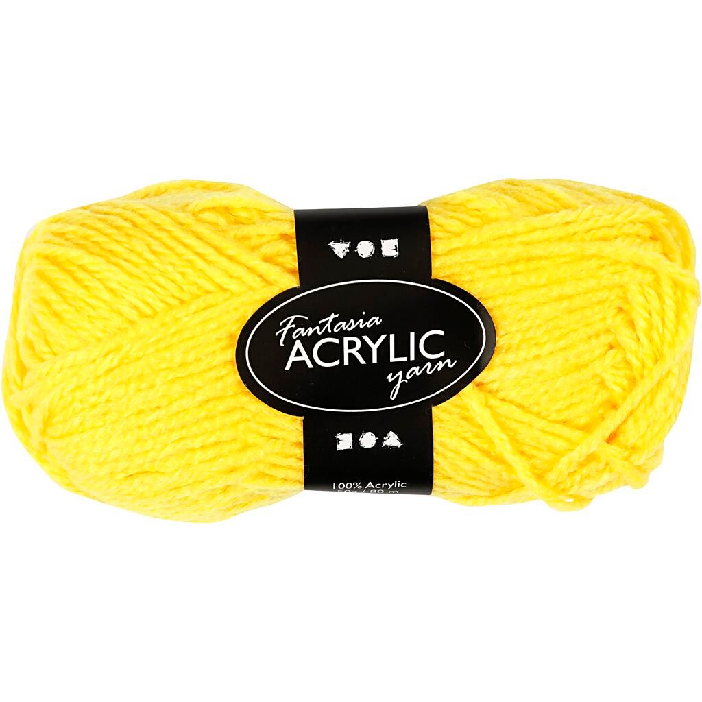 Akrylgarn Fantasia Længde: 80 meter gul - 50 gram