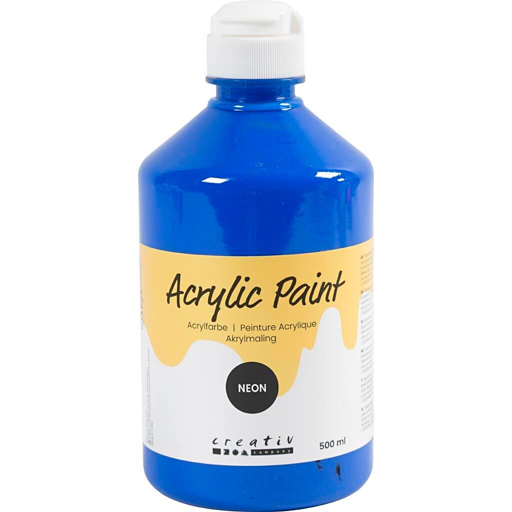 Akrylmaling Neon, neon blå, 500 ml/ 1 fl.