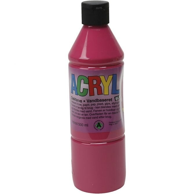 Akrylmaling, primær rød, 500 ml