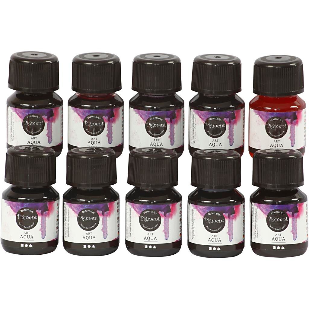 Akvarelmaling - Art Aqua Pigment - Flydende - Ass. farver - 10x30ml
