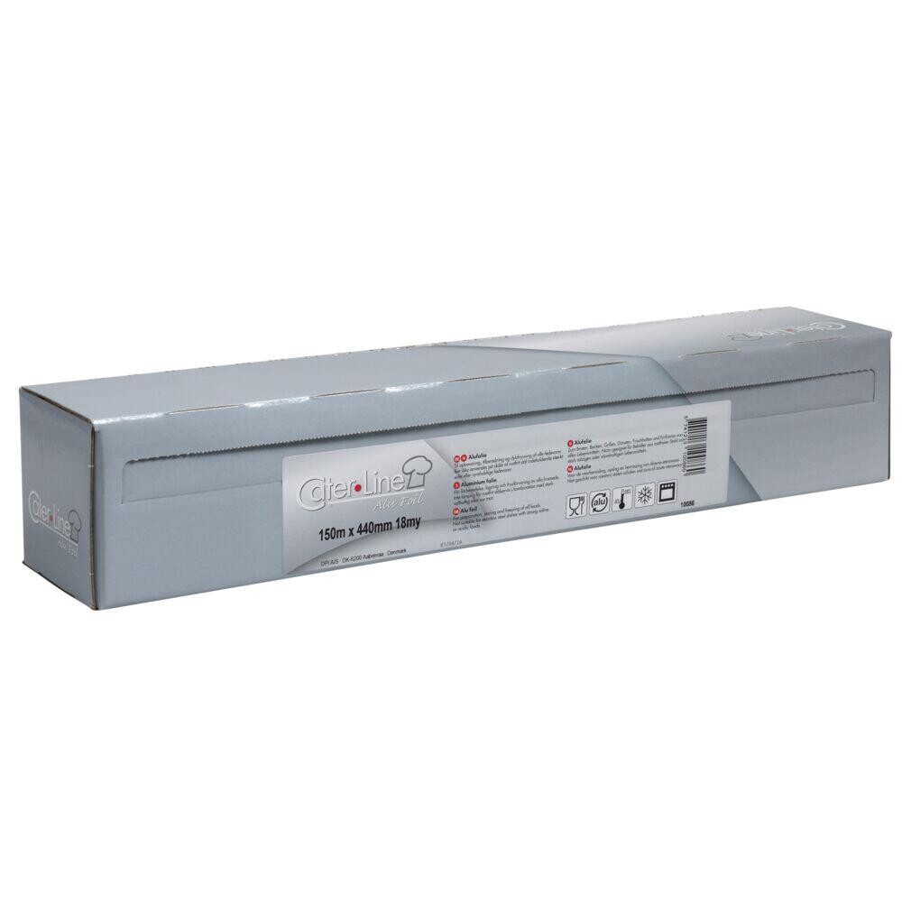 Alufolie, Abena Cater-Line, 150m x 44cm, ekstra kraftig, sølv, i cut-box - 3 stk