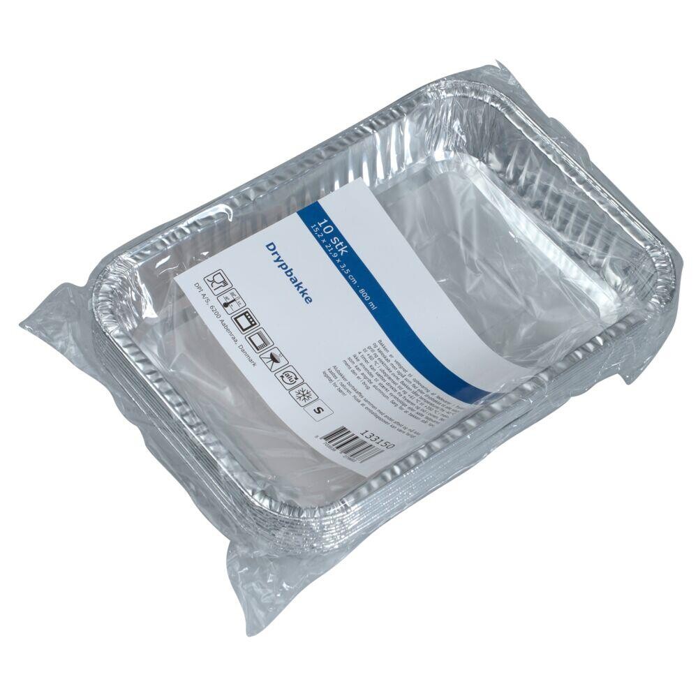 Aluminiumsbakke, 21,9x15,2x3,5cm, 800 ml, aluminium, rektangulær - 100 stk