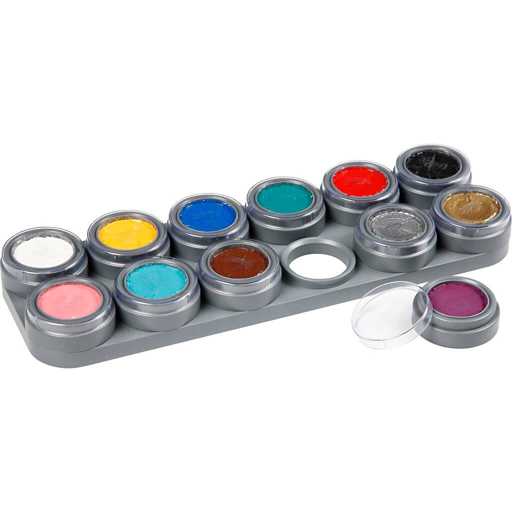 Ansigtsmaling Grimas Sminkepalette assorterede farver 12 x 2,5 ml