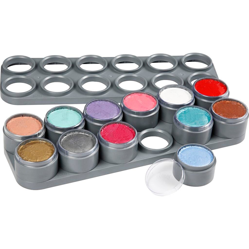 Ansigtsmaling - Grimas sminkepalette - prinsessefarver - 12 x 15 ml
