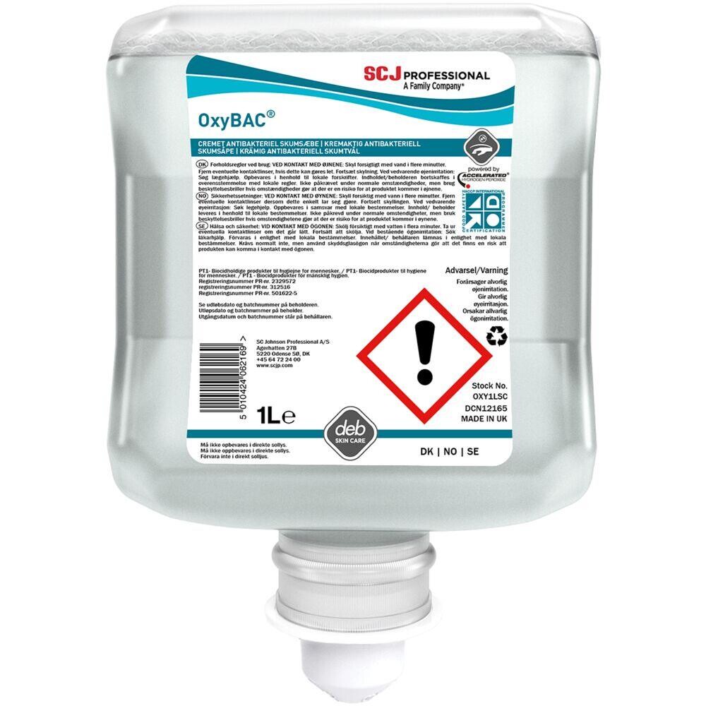 Skumsæbe - SC Johnson OxyBAC Foam - 1000 ml - Uden farve og parfume - 6 stk