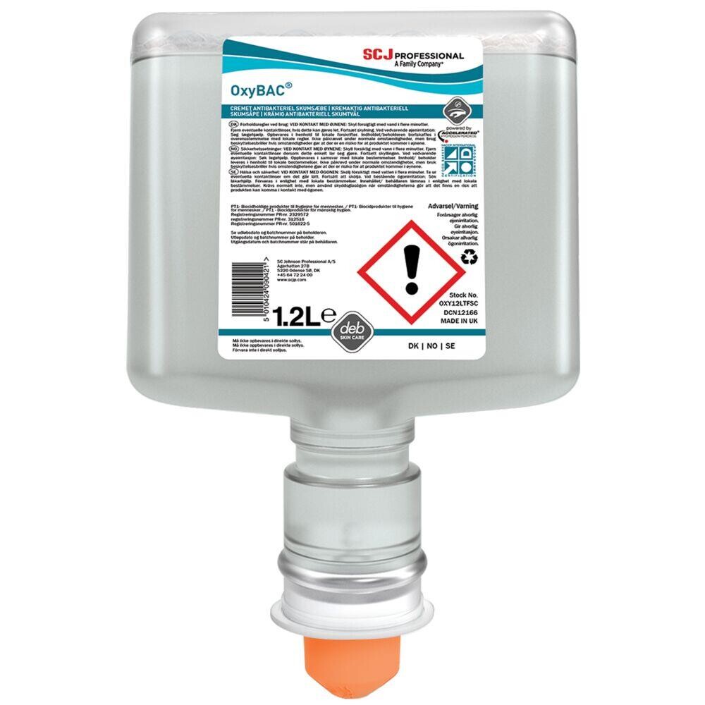 Skumsæbe - SC Johnson OxyBAC Foam - Klar - 1200 ml - 3 stk