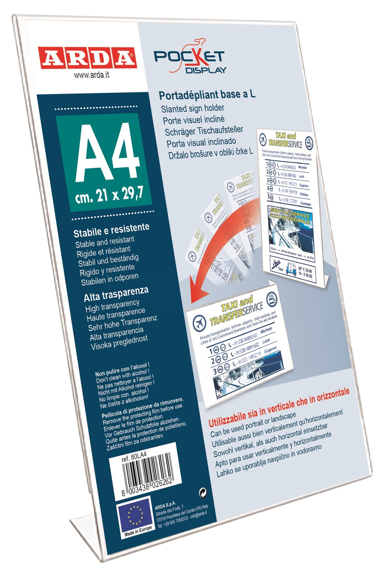Skilteholder Arda A4 L-fod