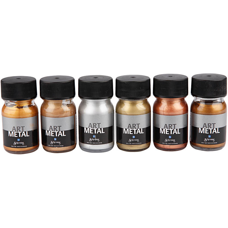 Art metal maling, metallic farver, 6x30ml