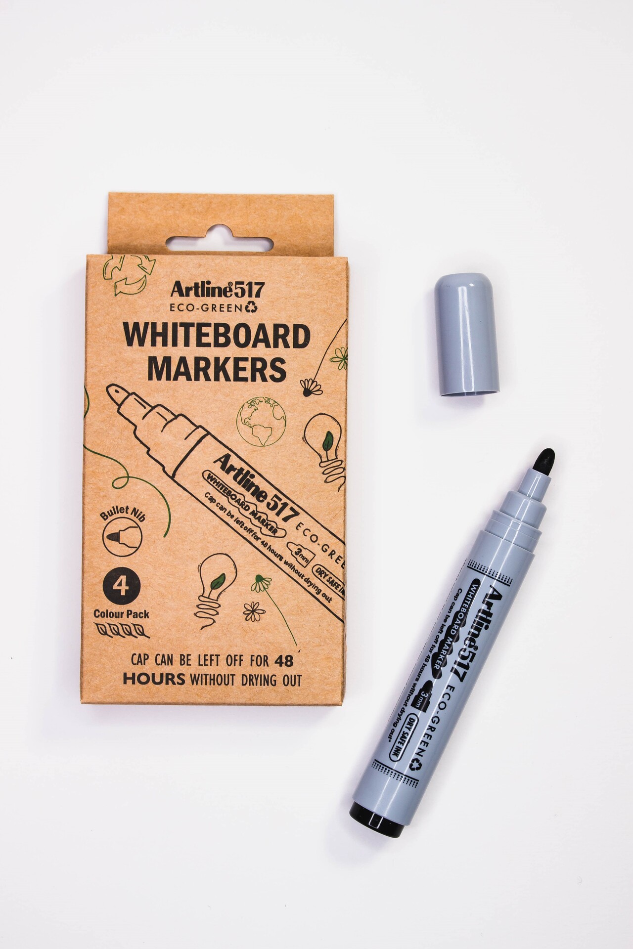Whiteboard marker, Artline 517 ECO-GREEN, 2,0 mm, sort, 4