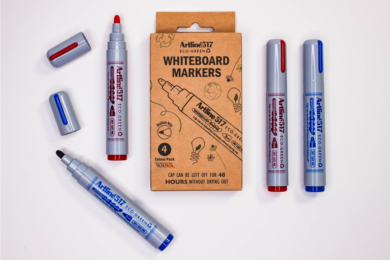 Whiteboard marker, Artline 517 ECO-GREEN, blå, rød, 2.0mm (4)