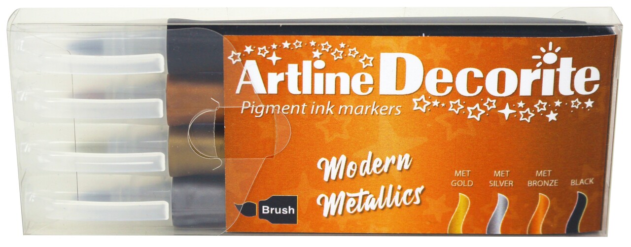 6 stk. Artline Decorite brush Modern metallic 4-pack