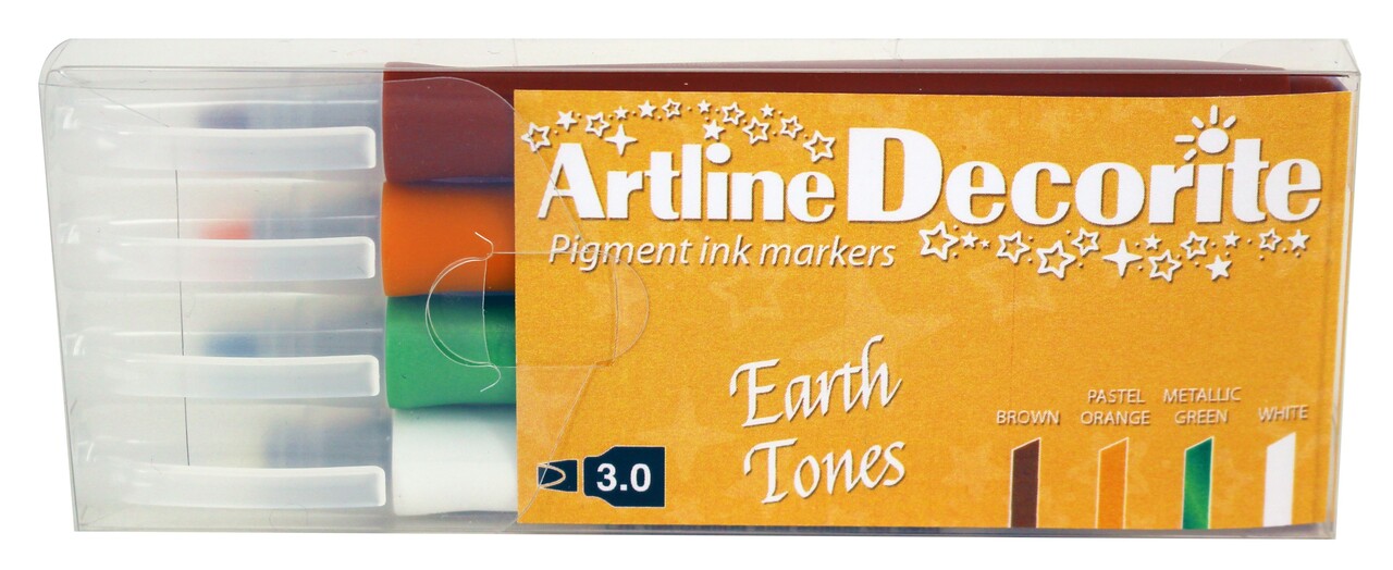 6 stk. Artline Decorite Flat Earth 4-pack