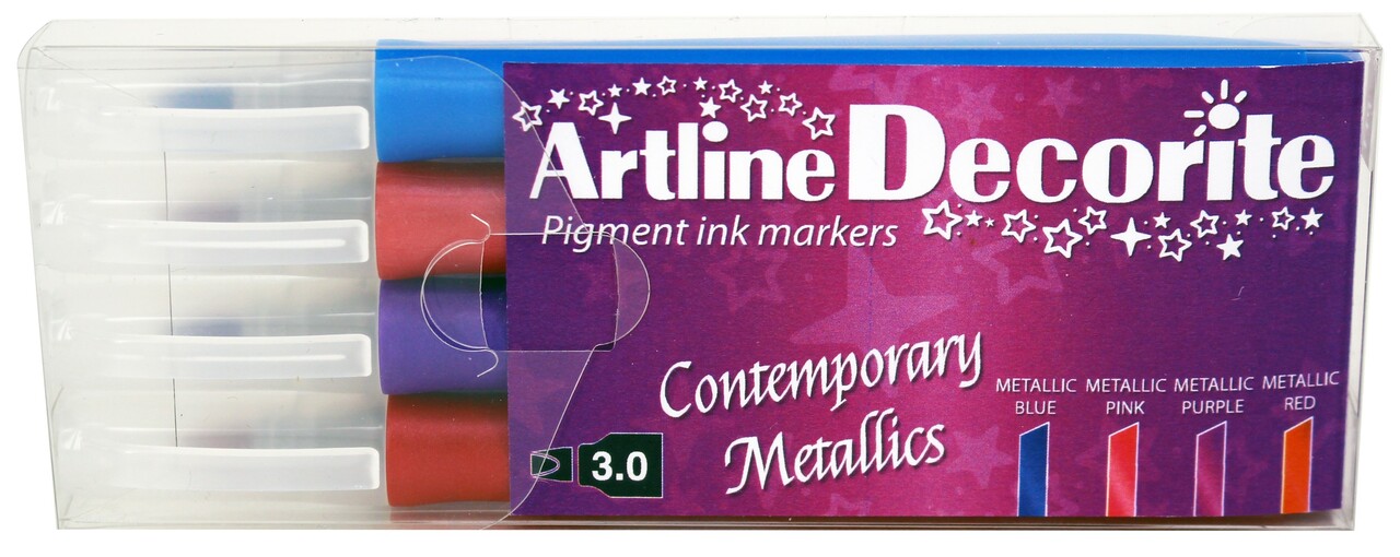 6 stk. Artline Decorite Flat metallic 4-pack - Køb minimum 6 stk.