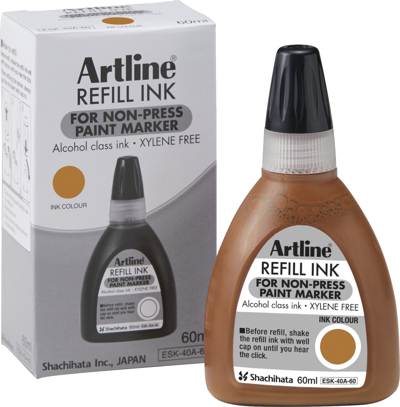 Artline Non-press 437A refill ink 60ml Brown