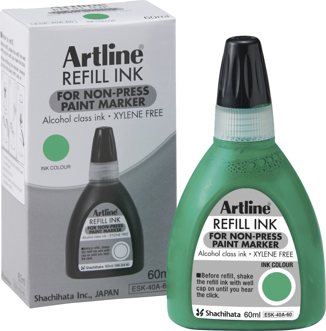 Artline Non-press 437A refill ink 60ml Green