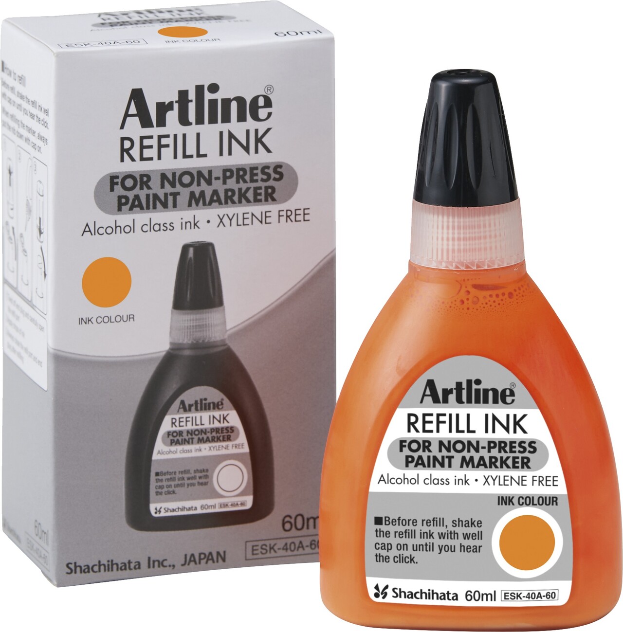 Artline Non-press 437A refill ink 60ml Orange