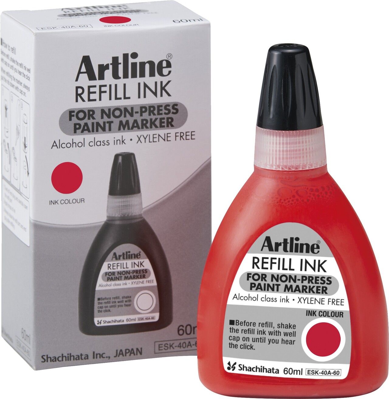 Artline Non-press 437A refill ink 60ml Red