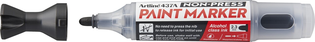 12 stk. Artline Non-press paint marker 437A Black - Køb minimum 12 stk.
