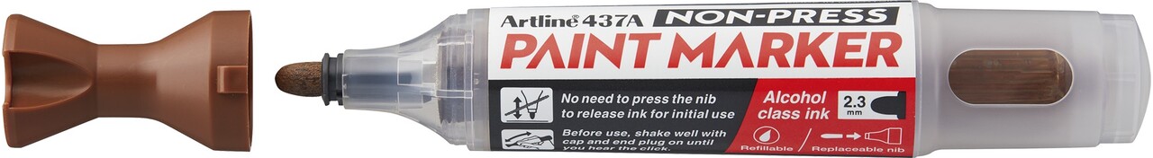 12 stk. Artline Non-press paint marker 437A Brown