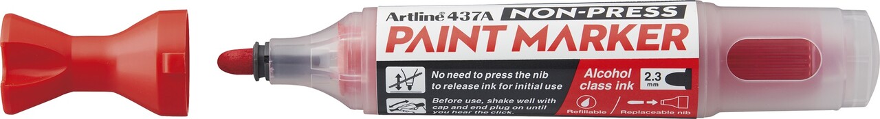 12 stk. Artline Non-press paint marker 437A Red