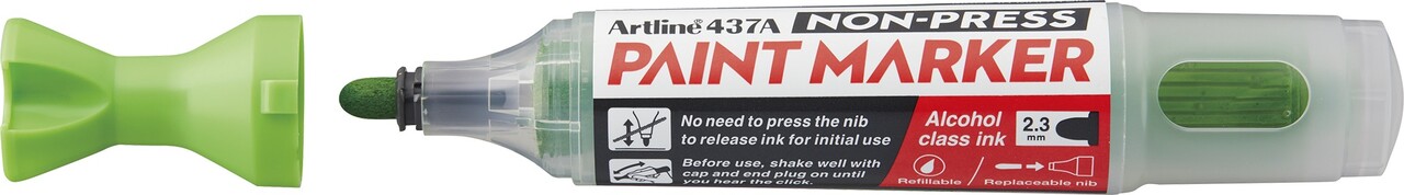 12 stk. Artline Non-press paint marker 437A Yellow Green