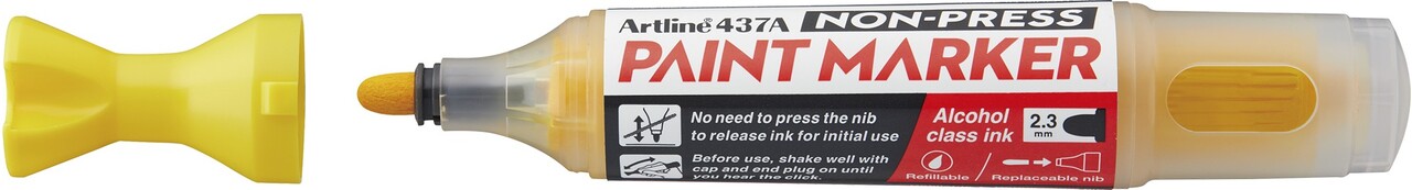 12 stk. Artline Non-press paint marker 437A Yellow