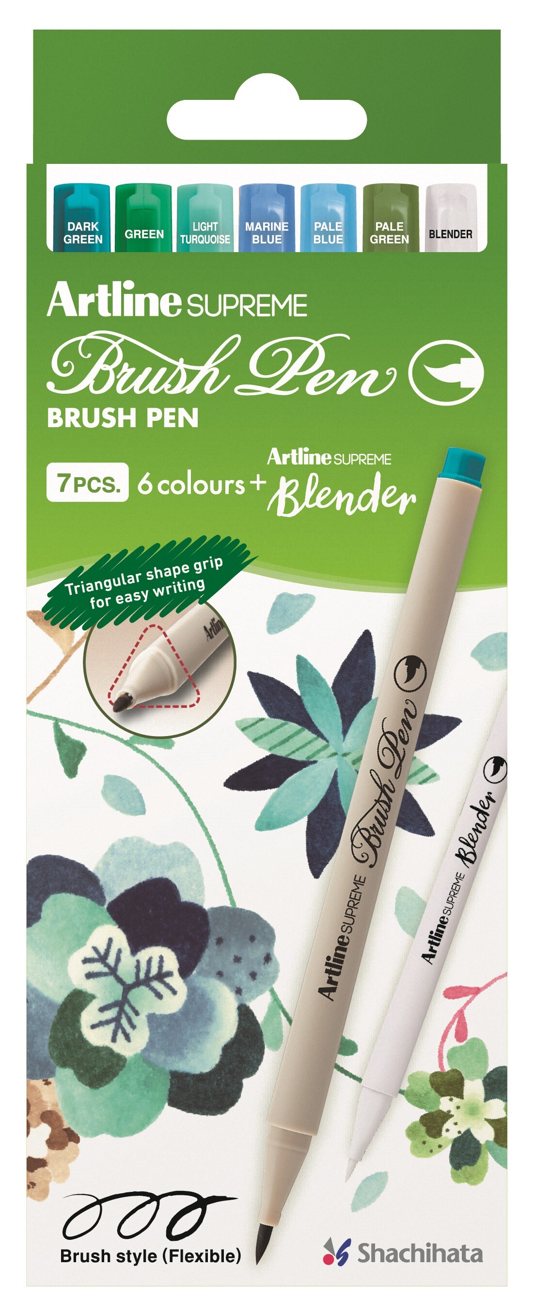 Artline Supreme Pensel Pen Botanisk - 6 farver, 1 blender