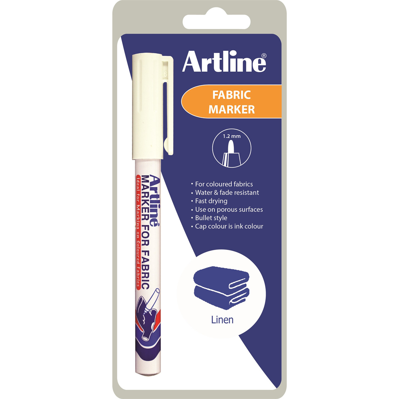 Tekstilpen - Artline - Hvid - 1,2 mm - 1 stk