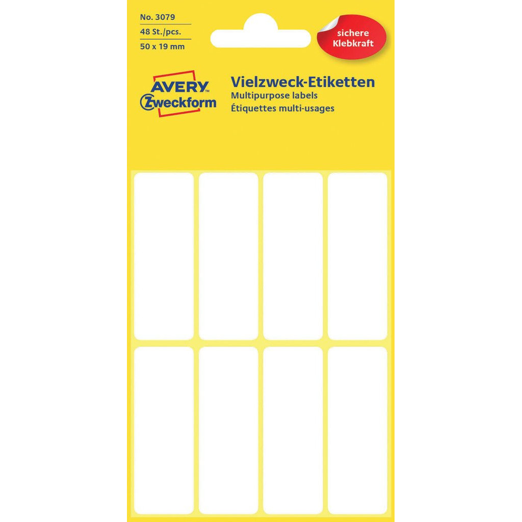 Avery etiketter Avery 3079 - hvid 50 x 19 mm - 48 stk
