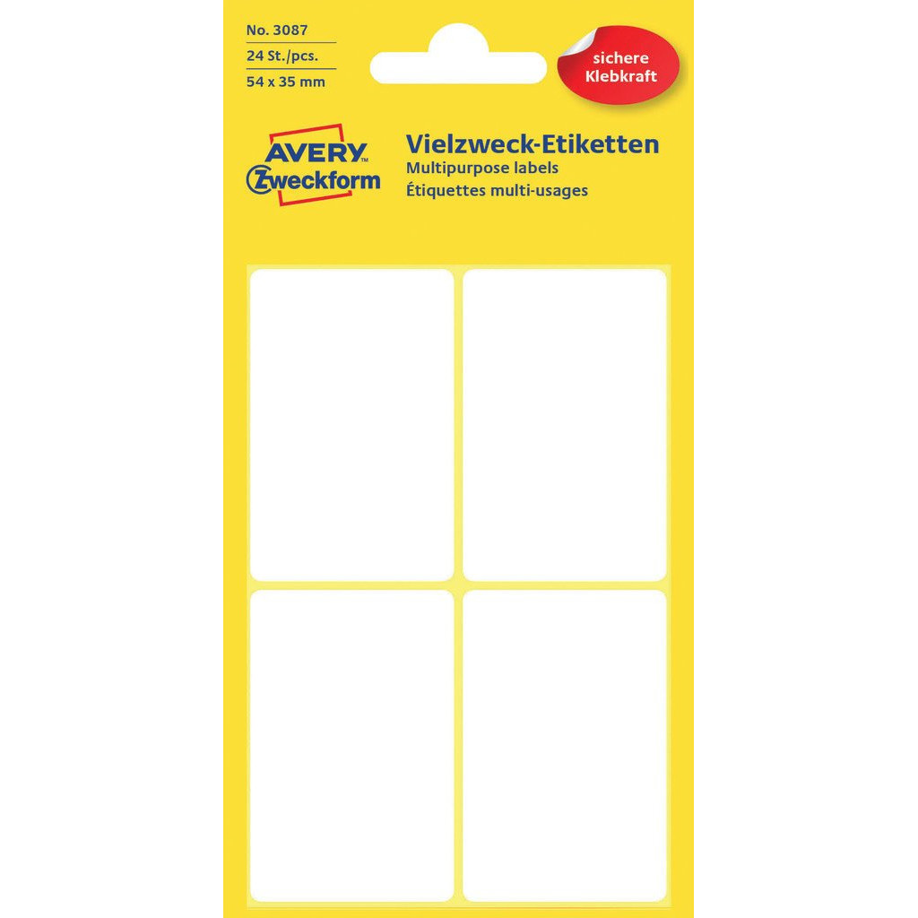 Avery 3087 - Manuel label hvid 54 x 35 mm - 24 stk