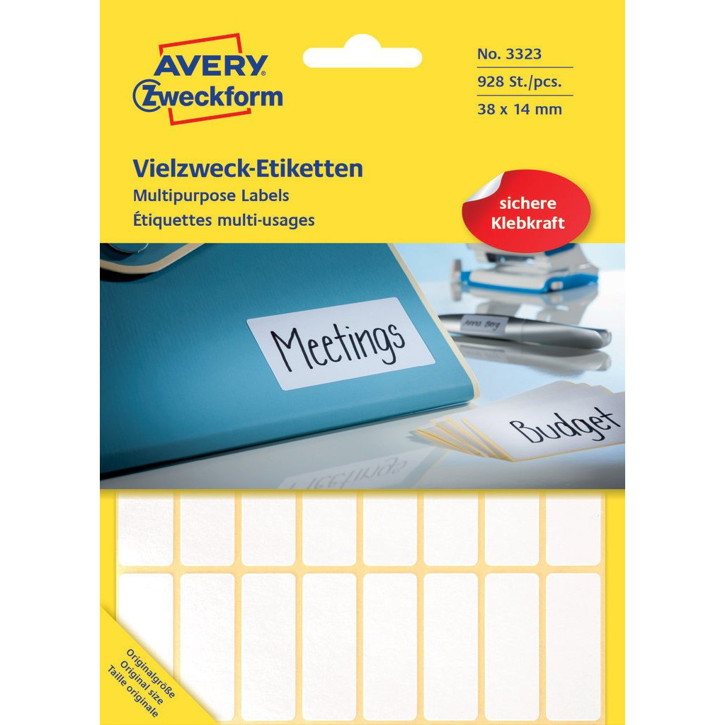 Avery labels 3323 - hvid 38 x 14 mm - 928 stk