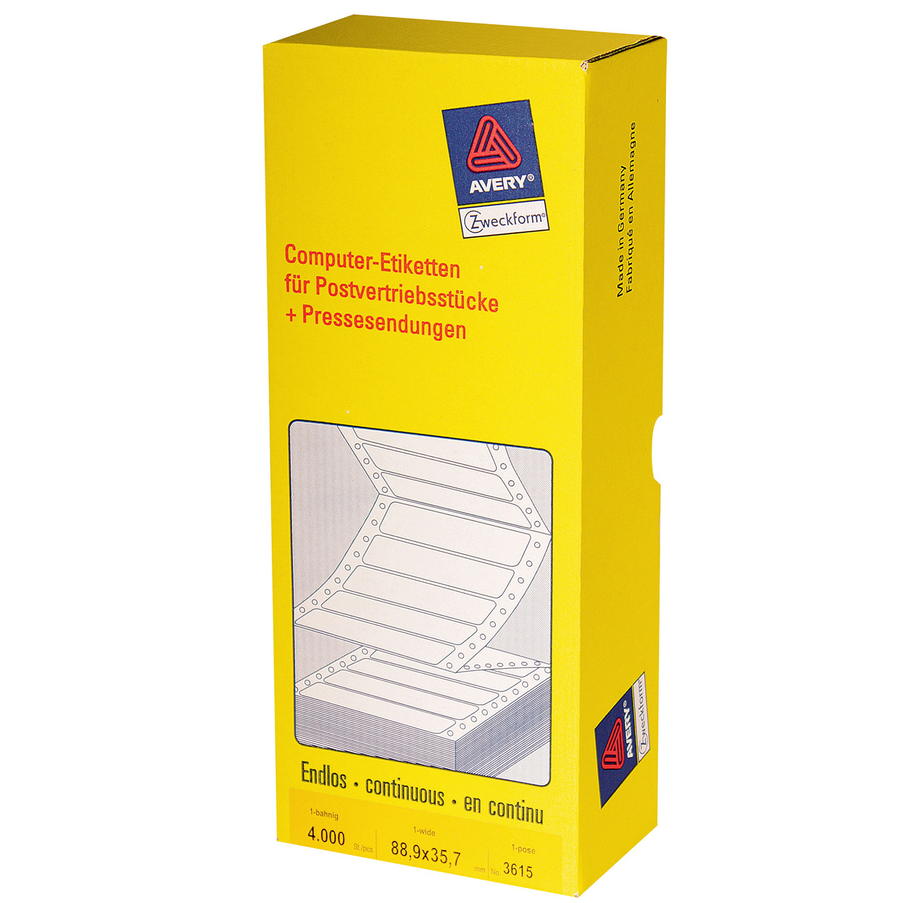 Avery 3615 - Data etiketter 88,9 x 35,7 mm - 4000 stk