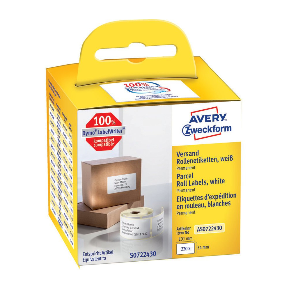 Avery forsendelsesetiket på rulle 101x54mm (220)
