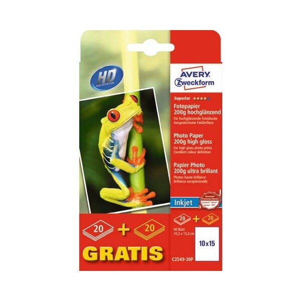 Avery Fotopapir glossy inkjet 200g 10x15 - 50 ark
