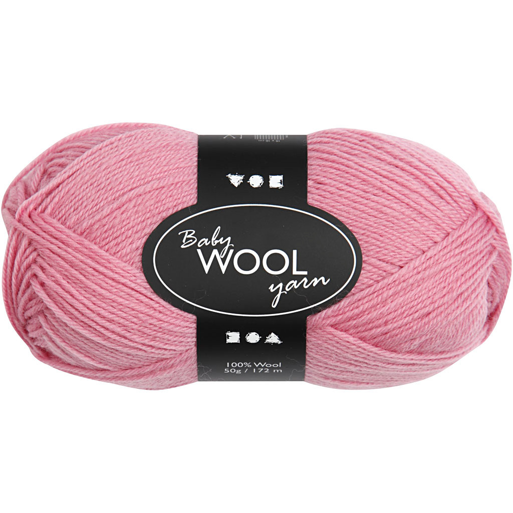 Babygarn længde 172 meter mørk rosa NM 14|4 - 50 gram