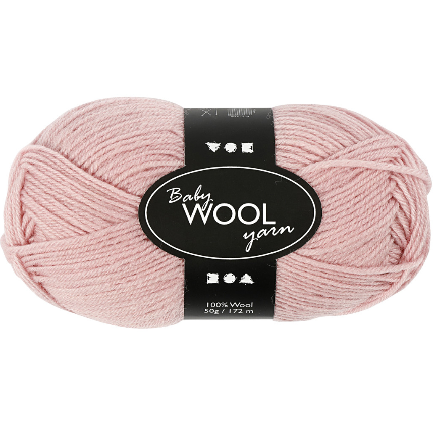 Babygarn længde 172 meter støvet rosa NM 14|4 - 50 gram