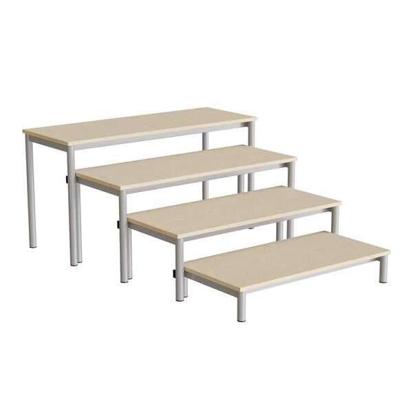 Bænk Idol, trappe 800, beige linoleum, alugråt stel, 4 sektioner
