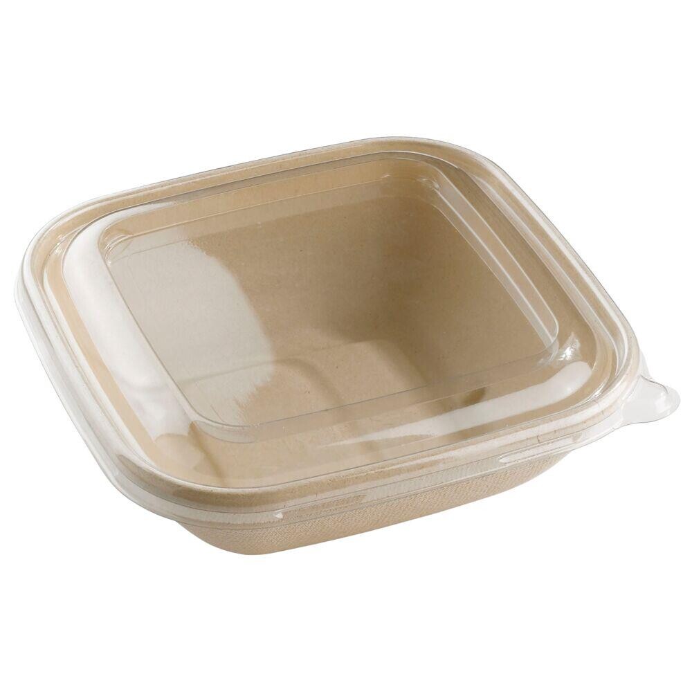 Bagasse bakke 17x17x5,2cm 750 ml brun sukkerrør komposterbar pfas fri - 300 stk