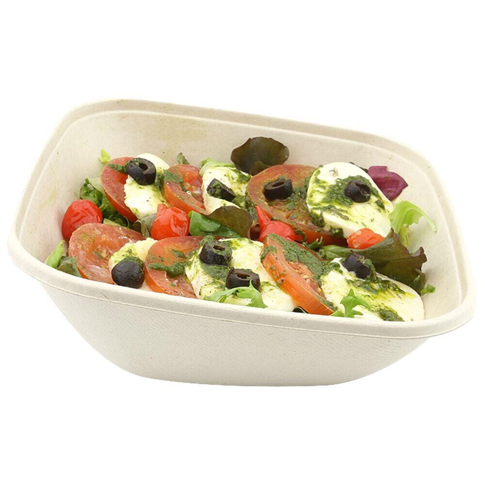 Bagasse bakke - 18,6x18,4x7,2cm brun sukkerrør komposterbar pfas fri - 750 ml - 300 stk