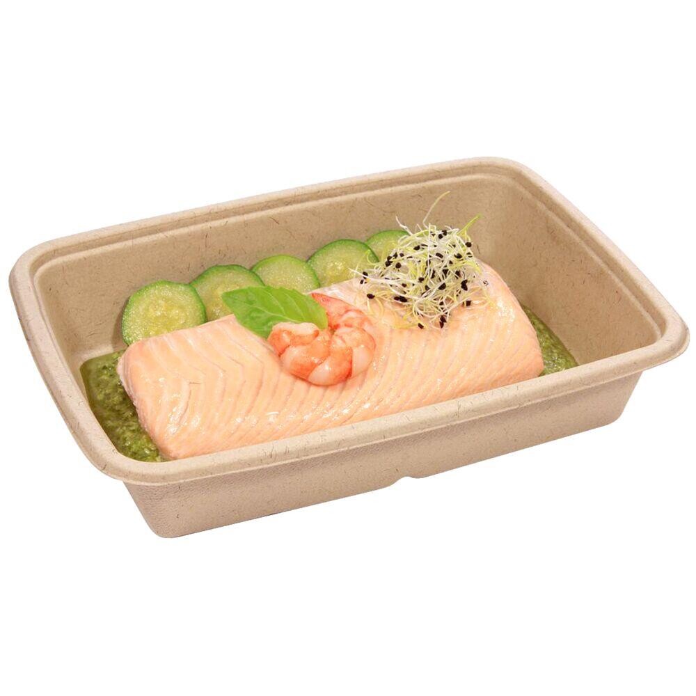 Bagasse bakke 22,9x16,5x4,8cm 950 ml brun sukkerrør komposterbar pfas fri - 300 stk