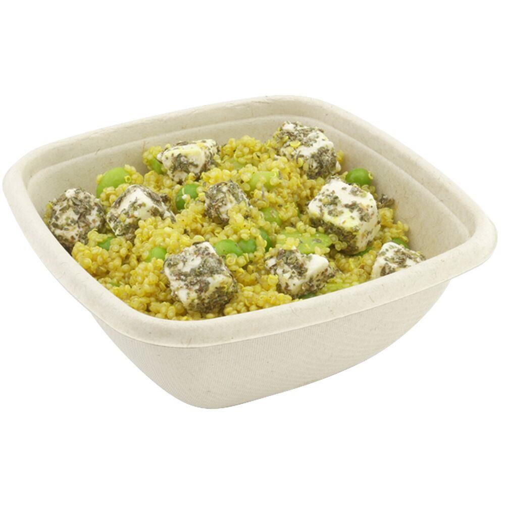 Bagasse skål - 13,2x13,2x5,4cm brun sukkerrør komposterbar PFAS fri - 375 ml - 500 stk