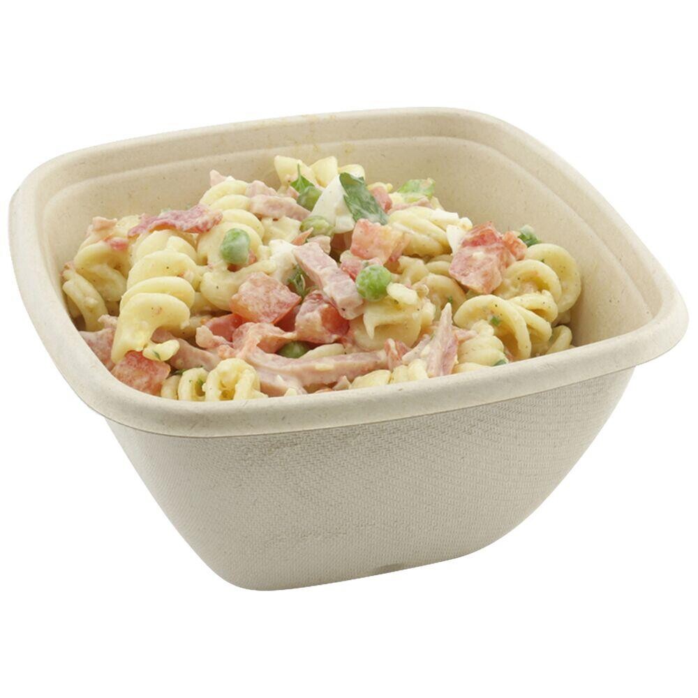 Bagasse skål - 13,2x13,2x6,7cm 500 ml brun sukkerrør komposterbar PFAS fri - 500 stk