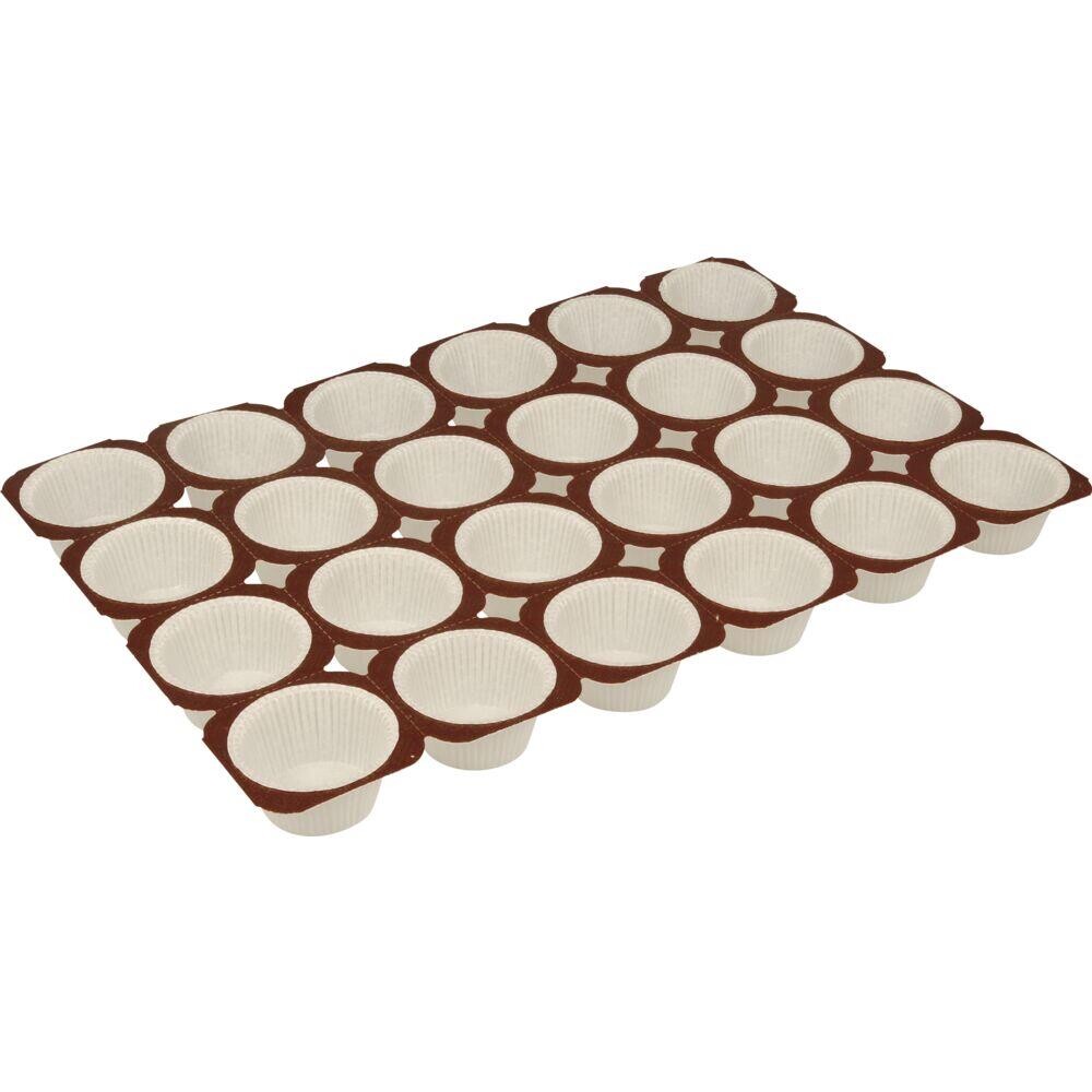 Bageform, 50,4x33,8x3,5cm, Ø5cm, hvid, papir, i ark, med sort kant - 100 ark