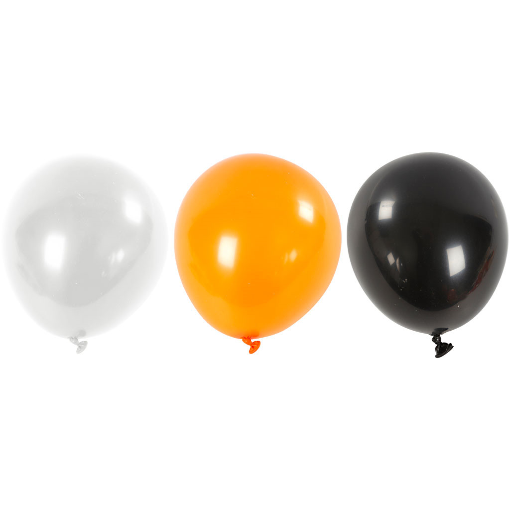 Balloner Ø26 cm hvid-orange-sort 10 stk