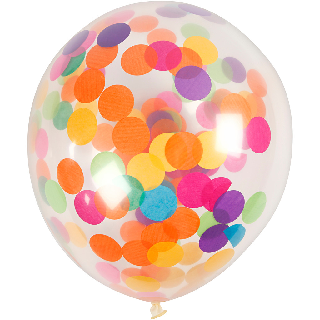 Balloner konfetti Ø23 cm transparent 4 stk