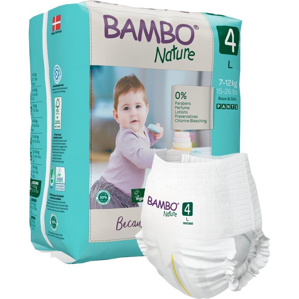 Bukseble - Bambo Nature Str. 4 - 7-12 kg - Hvid - 100 stk