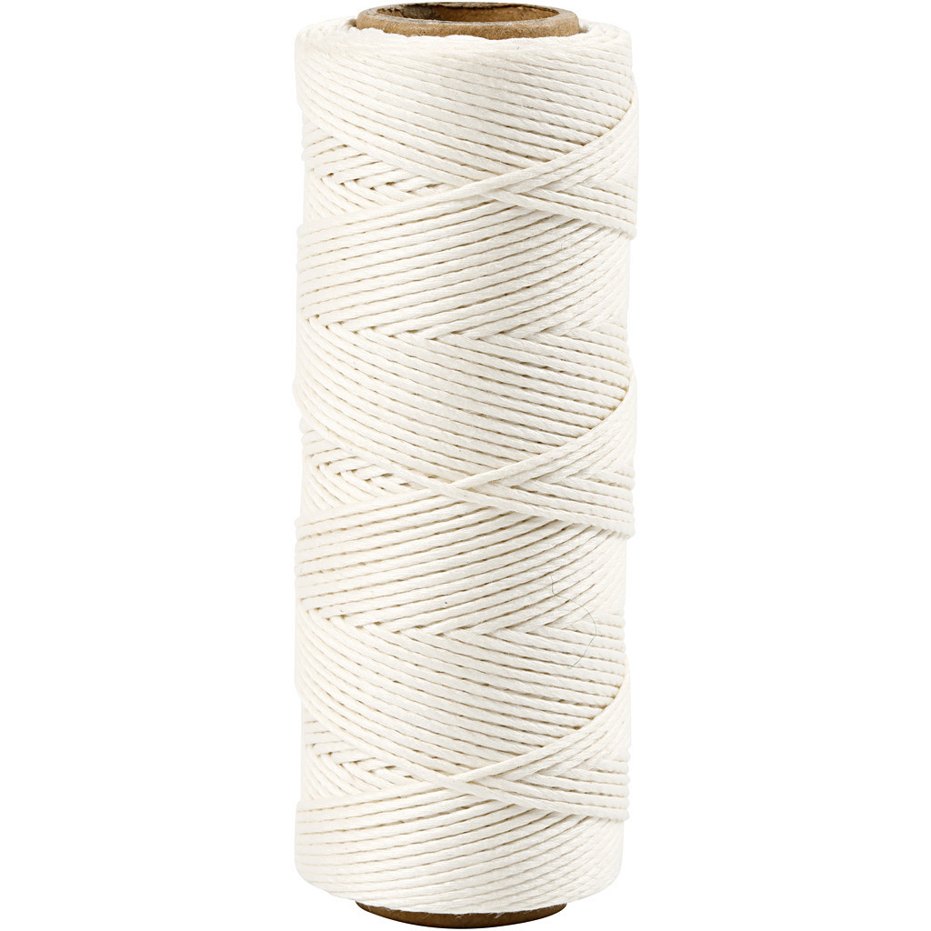 Bambussnor tykkelse 1 mm hvid 65m
